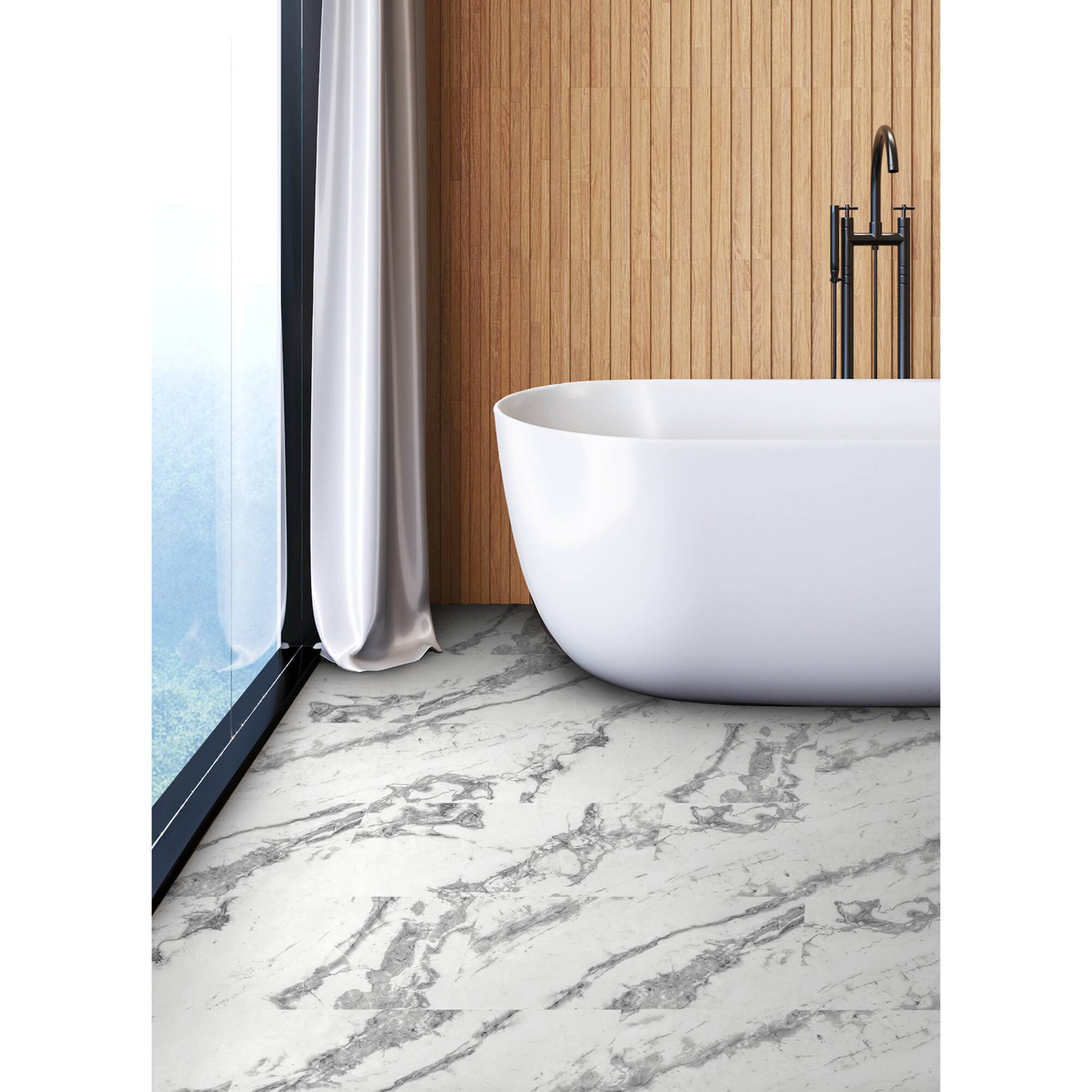 FloorPops Piazza Marble Peel & Stick Floor Tiles